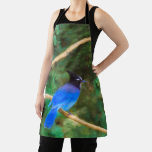 Steller's Jay Painting - Original Wild Bird Art Apron