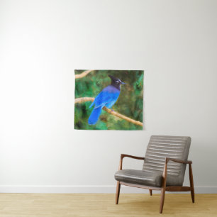 Steller's Jay Painting - Original Wild Bird Art Tapestry