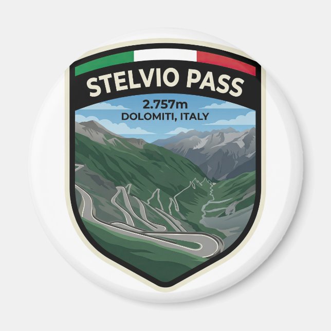 Stelvio Pass - Scenic Alpine Route Magnet (Front)