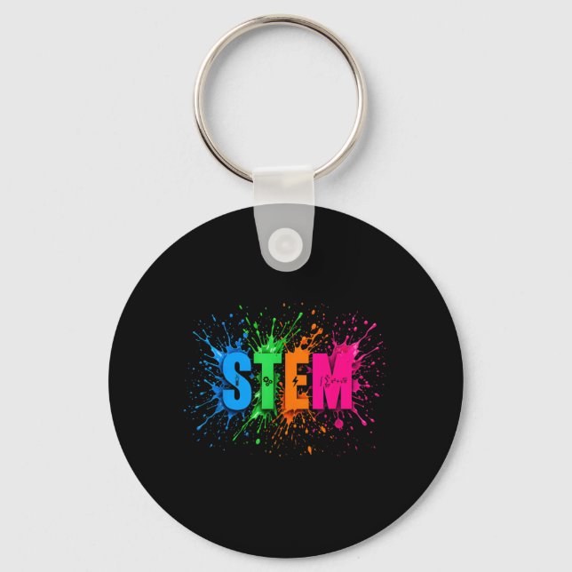 STEM Colourful Paint Splash Science Engineering Key Ring (Front)