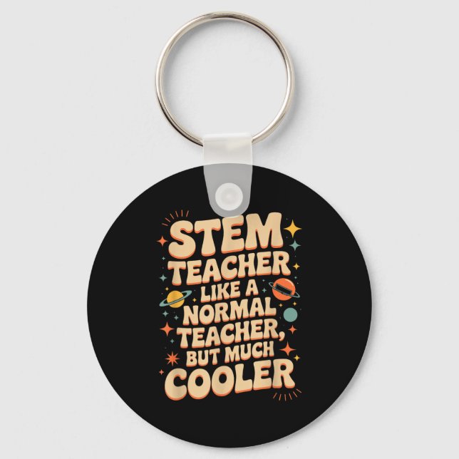Stem Teacher Definition Funny Science Math Tech Te Key Ring (Front)