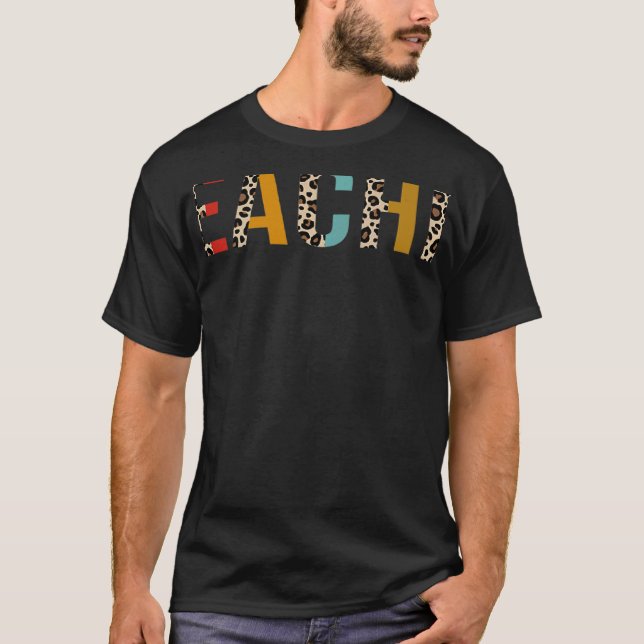 Stem Teacher Leopard Print Teaching Appreciation T-Shirt (Front)