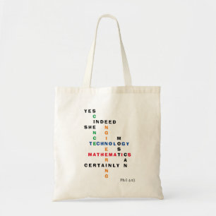 STEM Yes Indeed She Can Motivational Tote Bag
