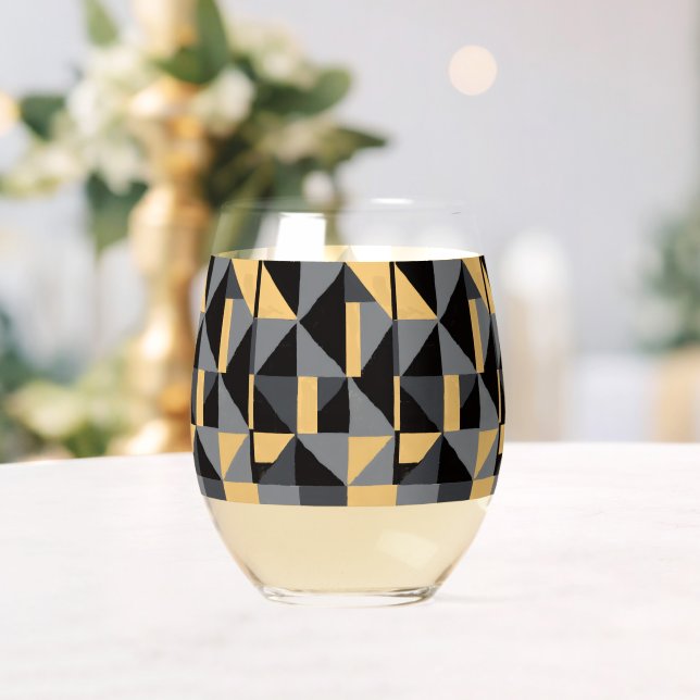 Stemless Modern Geometric Wine Glass (Insitu (Wedding))
