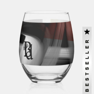 Stemless Wine Glass Abstract Art Black Powdery