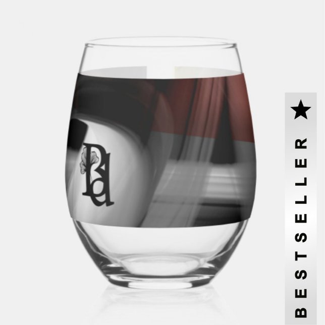 Stemless Wine Glass Abstract Art Black Powdery (Creator Uploaded)