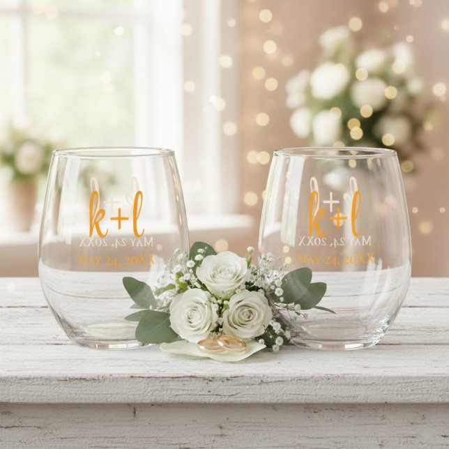 Stemless wine glass set, Modern personalized  (Creator Uploaded)