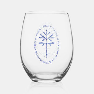 Stemless Wine Glass with the SR seal in Blue