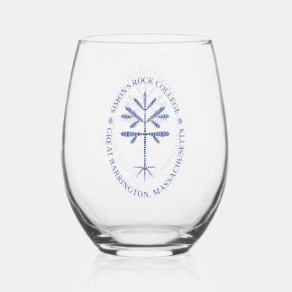 Stemless Wine Glass with the SR seal in Blue