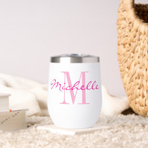 Stemless wine tumbler glass with personalized name
