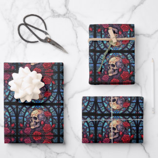 Stems and Stones Skull & Roses Wrapping Paper Sheet