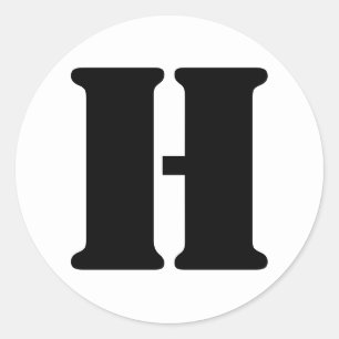 Stencil Alphabet by Janz Letter H White Classic Round Sticker