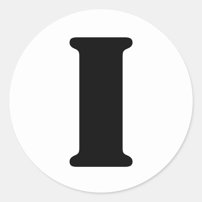 Stencil Alphabet by Janz Letter I White Classic Round Sticker (Front)