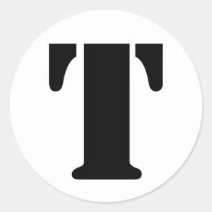 Stencil Alphabet by Janz Letter T White Classic Round Sticker