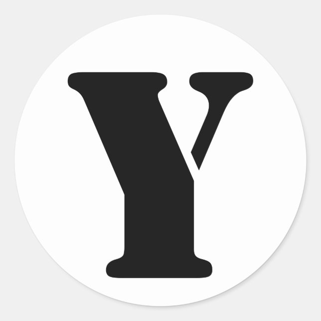Stencil Alphabet by Janz Letter Y White Classic Round Sticker (Front)