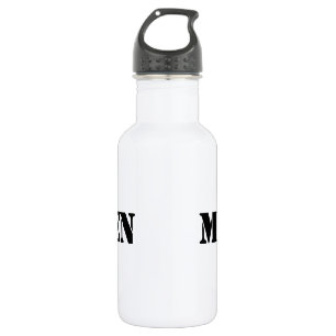 Stencil font Colour White Men Text Water Bottle
