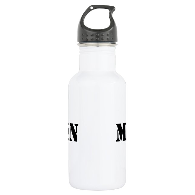 Stencil font Colour White Men Text Water Bottle (Front)