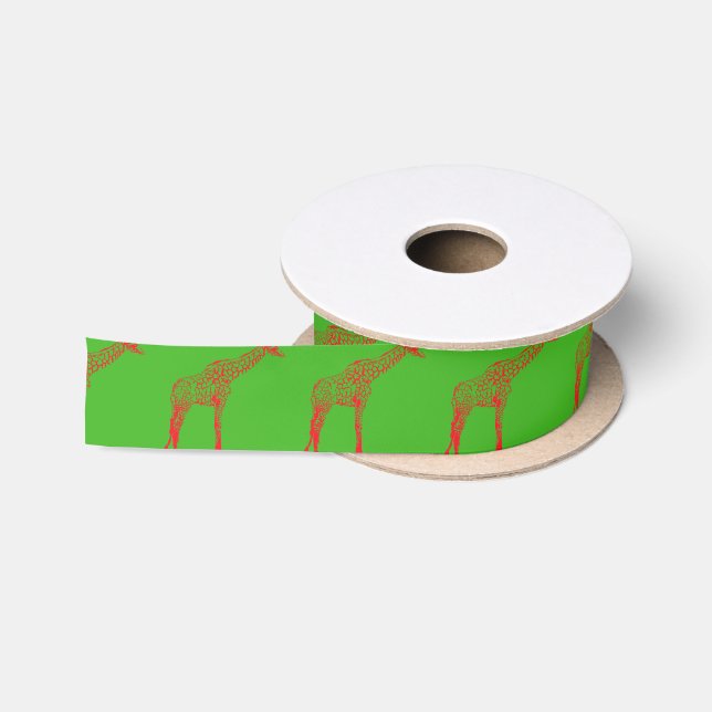 Stencil Giraffe Outline Wrapping Paper Satin Ribbon (Spool)