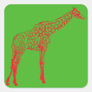 Stencil Giraffe Outline Wrapping Paper Square Sticker