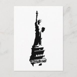 Stencil Liberty Black Postcard