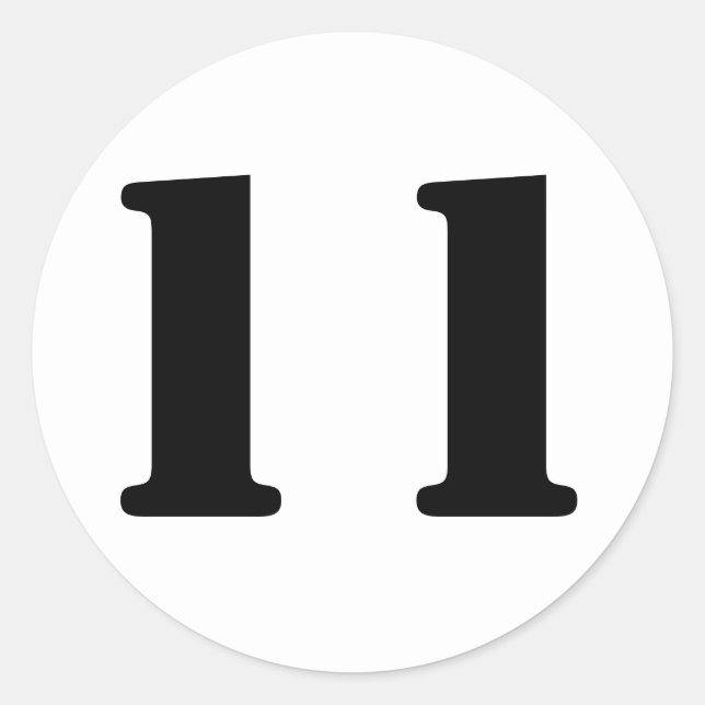 Stencil Numbers by Janz Number 11 Eleven White Classic Round Sticker (Front)
