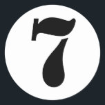 Stencil Numbers by Janz Number 7 Seven White Classic Round Sticker<br><div class="desc">Artistic Numbers by Janz © 2008-2020 Jan Fitzgerald. All rights reserved. Graphic Design,  Artwork,  and Photography by Jan and Michael Fitzgerald.</div>