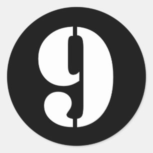 Stencil Numbers by Janz Number 9 Nine Black Classic Round Sticker