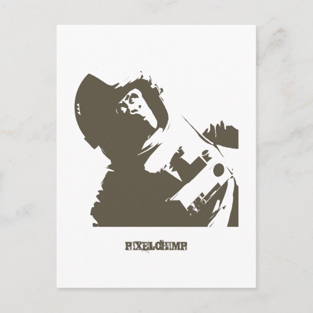 Stencil Space Chimp Postcard (Front)