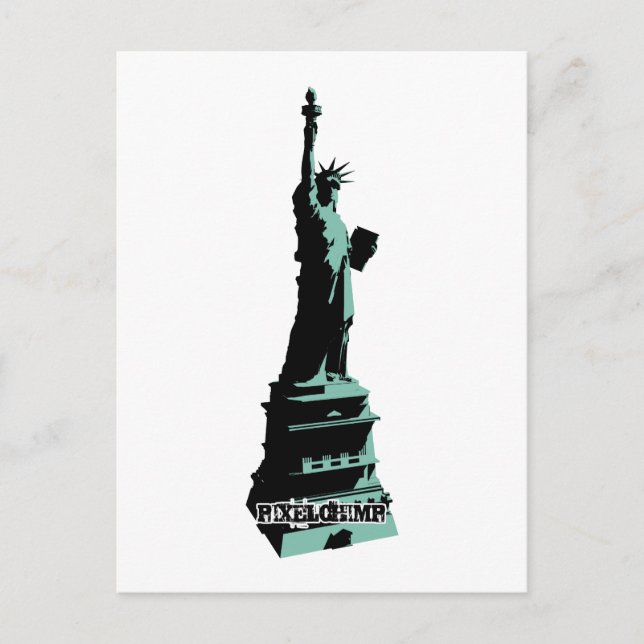 Stencil Statue Liberty Green Postcard (Front)