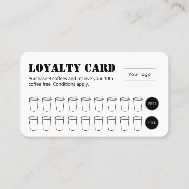 Stencil Typography Coffee Loyalty Card (Front)