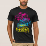 Stenciled Boomboxes T-Shirt<br><div class="desc">These stencil graffitti icons are in bright 80's colours for a very fashion forward and backward combination.</div>