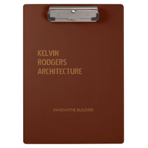 Stenciled gold print brown clipboard