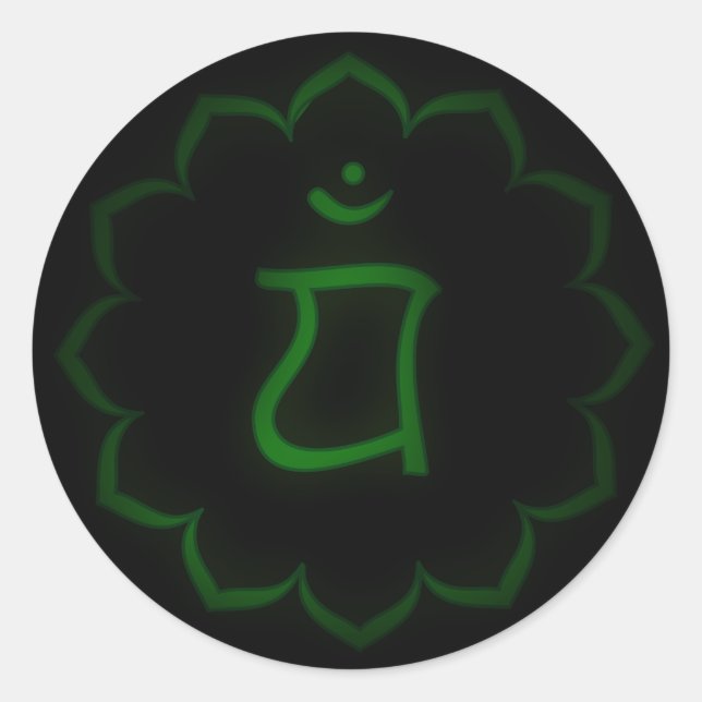 "Stenciled" Heart Chakra - Anahata Classic Round Sticker (Front)