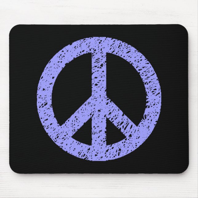 Stenciled Peace - Pastel Blue on Black Mouse Pad (Front)