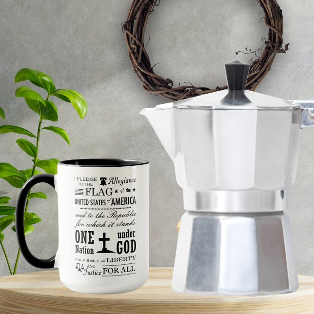 Stenciled Vintage Pledge of Allegiance Coffee Mug (Creator Uploaded)