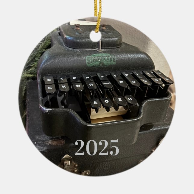 Steno Machine Ornament (Front)
