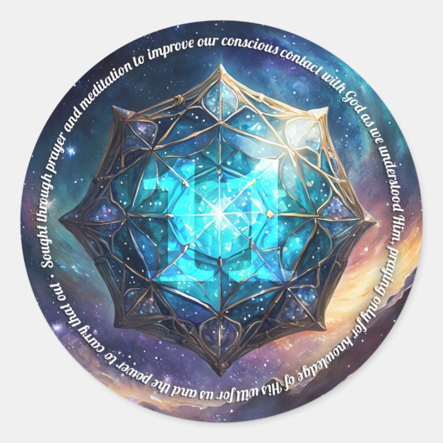 Step 11 Celestial AA Recovery Slogan Classic Round Sticker (Front)