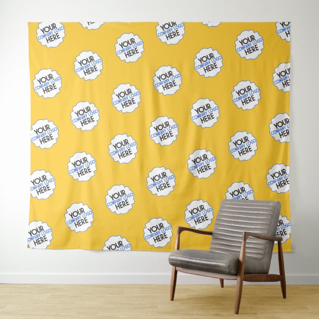 Step and Repeat Backdrop Business Logo Yellow Tapestry (In Situ (Horizontal))