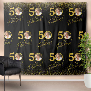 Step and Repeat Fabulous Birthday Photo Backdrop Tapestry