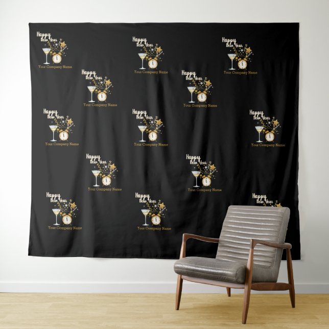 Step and Repeat New Years Eve Party Tapestry (In Situ (Horizontal))