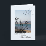 Step BotherBirthday, Seaside Scene Card<br><div class="desc">A lovely birthday card for a step brother. A seaside scene with silhouetted grass and seagulls. A lovely tranquil scene to promote memories of seaside holidays.</div>