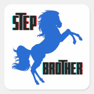 Step Brother Horse Rearing Square Sticker