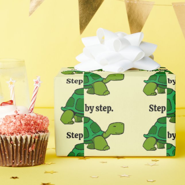 Step by Step Turtle Cartoon, Persistent Winning Wrapping Paper (Birthday Party)