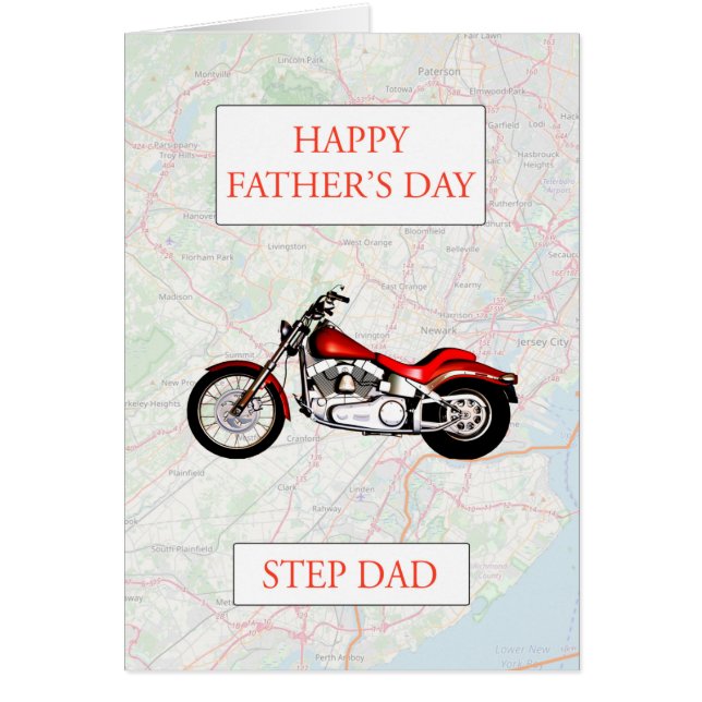 Step Dad Father's Day with Map and Motorbike (Front)