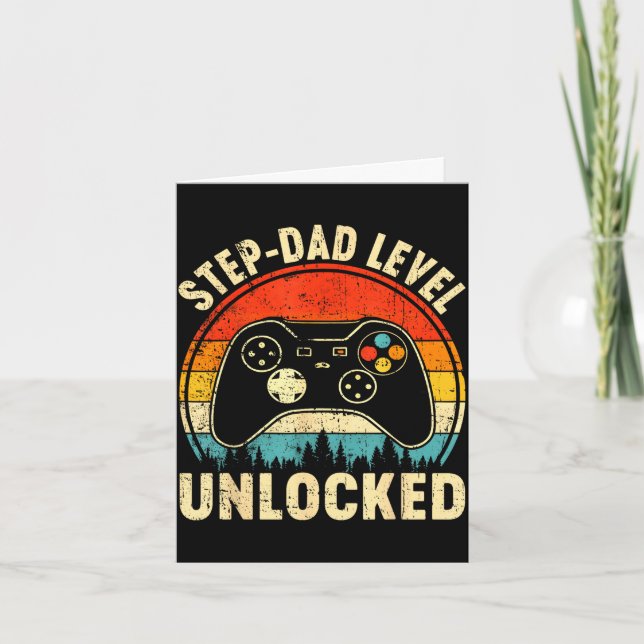 Step-dad level unlocked father's day video gaming card (Front)