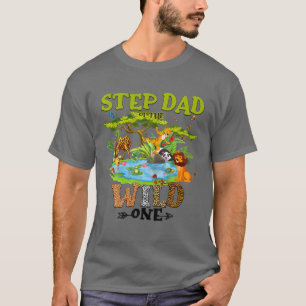 Step Dad Of The Wild One Zoo Birthday Woodland Ani T-Shirt