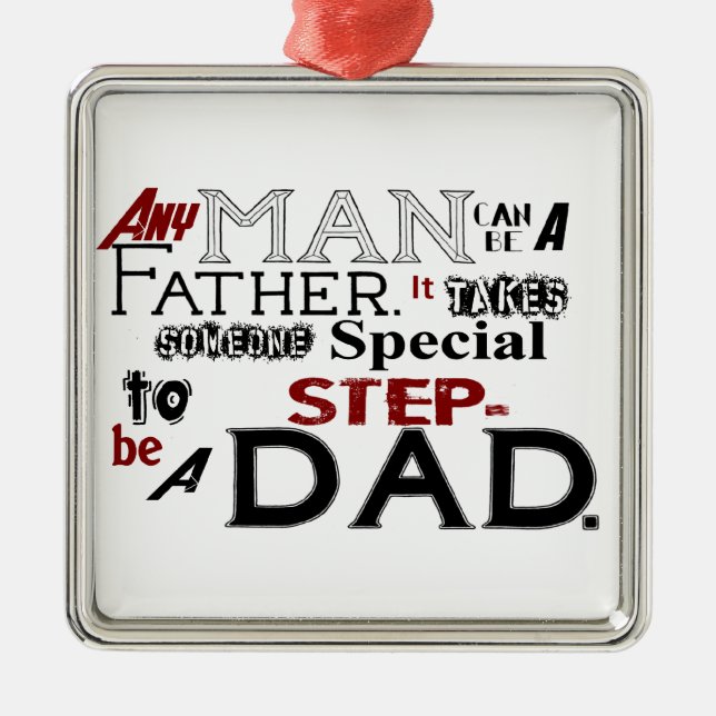 Step Dad Quote Fathers Day Metal Tree Decoration (Front)