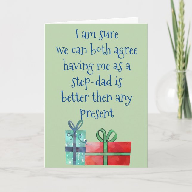 Step-Dad To Step-Son Step-Daughter Christmas Funny Holiday Card (Front)