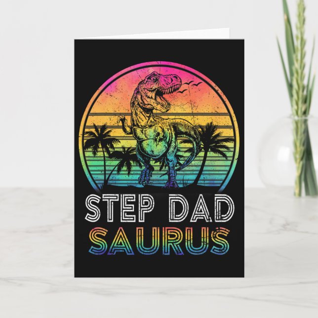 Step Dadsaurus Dinosaur Step Dad Saurus Family Mat Card (Front)