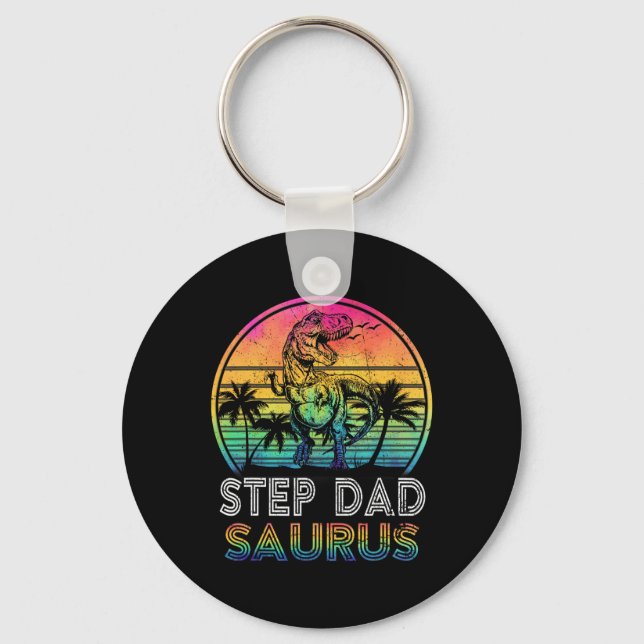Step Dadsaurus Dinosaur Step Dad Saurus Family Mat Key Ring (Front)